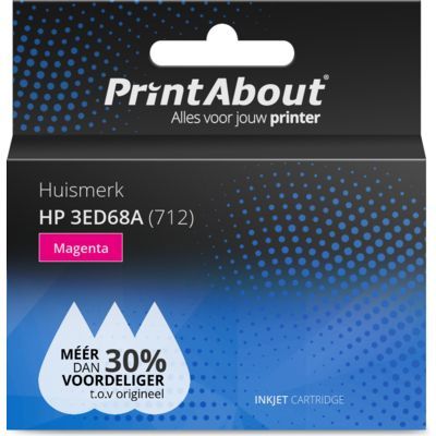 PrintAbout Inktcartridge 3ED68A (712) Magenta voor HP