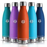 Grsta Drinkfles van roestvrij staal, 500 ml, sportdrinkfles, dubbelwandig, vacuüm-geïsoleerd, thermosfles, lekvrij, waterfles, BPA-vrij, voor kinderen, school, outdoor