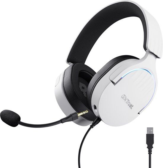 Trust GXT 490W Fayzo Gaming Headset - USB - 7.1 Surround Sound - Over-ear - Wit