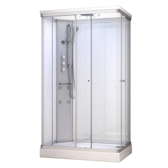 Maxaro Complete Douchecabine 120x80cm Wit Modera Watermassage LED Verlichting