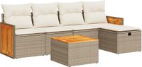 vidaXL 6-delige Loungeset met kussens, polyrattan, beige