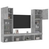 Maison Exclusive - Mur de salon, 5 pièces, avec éclairage LED, aspect béton, fibre de bois