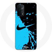 Nike Etui voor Oppo A74 5G Logo Blauw en Zwart Maniacase
