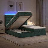 vidaXL Ottomaanse Bed met Matras en LED Donkergroen 200 x 200 cm