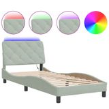 VidaXL Bedframe met LED, zonder matras, fluweel, lichtgrijs, 160x200 cm