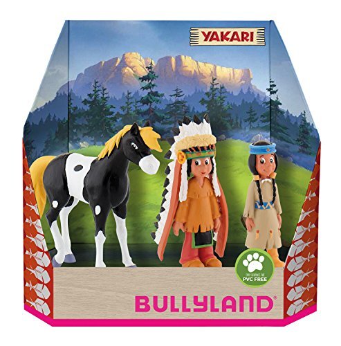 Bullyland 43309 - speelfigurenset, Yakari in geschenkdoos, 3-delig, liefdevol met de hand beschilderde figuren, PVC-vrij, leuk cadeau voor jongens en meisjes om fantasierijk te spelen