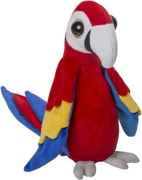 Nature Planet Pluche Papegaai Knuffel - Rood - 25 cm