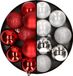 Merkloos / Sans marque Billiet - Vanlaere 24x stuks kunststof kerstballen mix van rood en zilver 6 cm