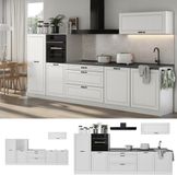 Vicco Complete keukeneenheid R-Line, Wit landelijk/Wit, 340 cm doré eiken werkblad
