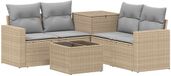 vidaXL Bankstel 2 zitplaatsen Beige en Lichtgrijs Polyrattan en Staal