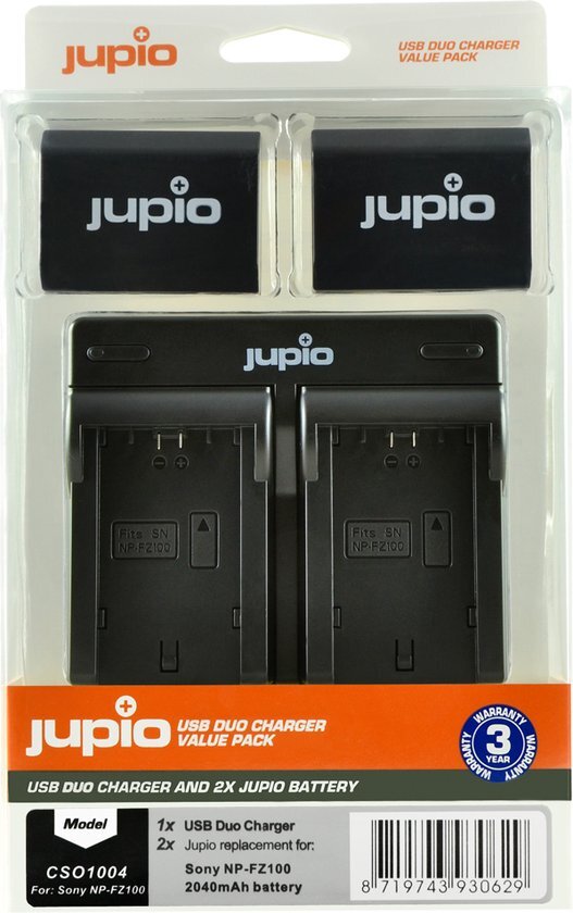 Jupio Value Pack 2x Battery NP-FZ100 2040mAh + USB Dual Charger