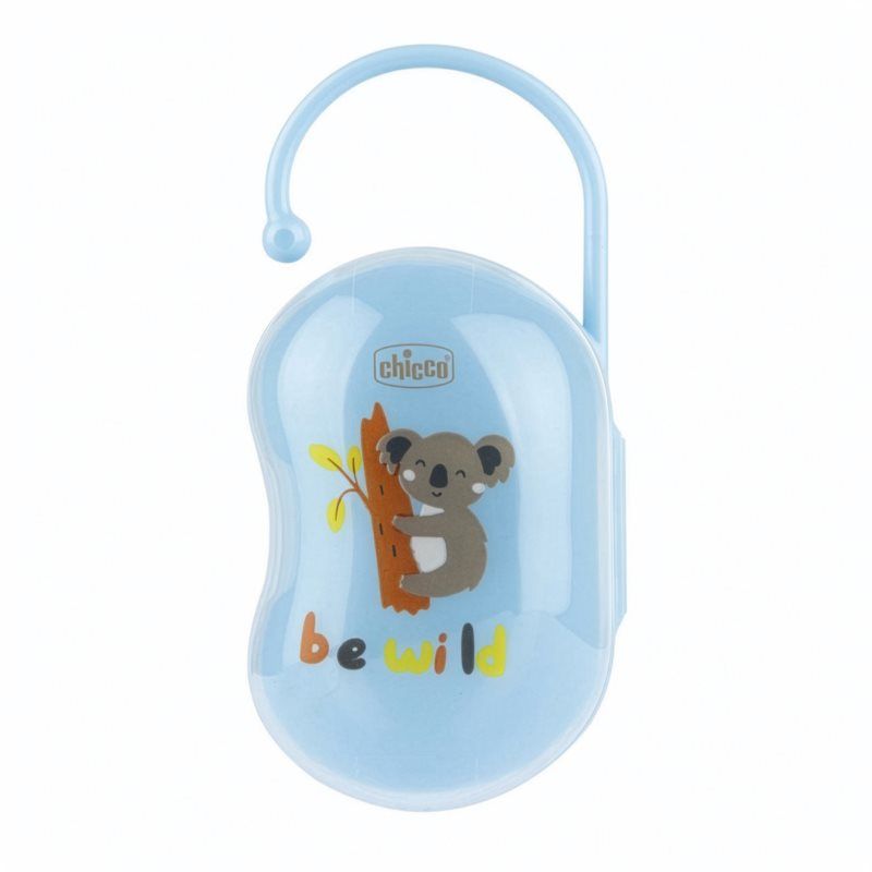 Dubbele Easy Box Dubbele fopspeenhouder, fopspeenhouder, veelzijdig en hygiënisch, gemakkelijk aan te klikken, ergonomische vorm, stariseerbaar, 0 maanden +, lichtblauw, lichtblauw