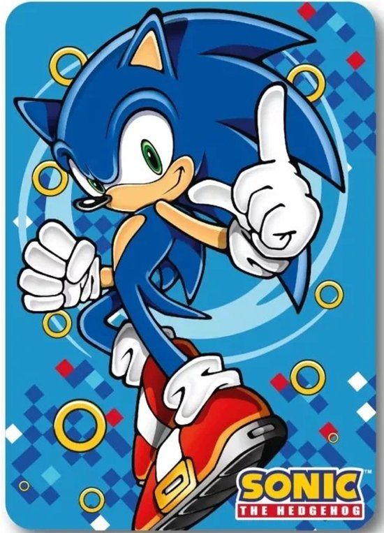 Sega Sonic Gold Ring Fleece deken 100 x 140 cm Blauw