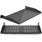 Pyle Set van 2 Geventileerde Server Planken voor Goede Luchtcirculatie, Zwevende Montage, Computer Plank, Universele Apparaathouder, Kastplank, Server Rack Plank voor Computerbehuizing, Zwart