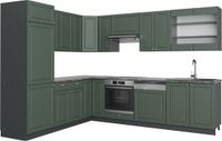 Vicco Hoekkeuken Fame-Line, Groen-Goud Landhuis/Antraciet, 287 x 227 cm, WB Antraciet