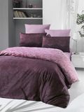 Nuit Des Rêves Luxe satijnen king quilt coverset (200 x 220 cm), 100% katoen, 210 draden count, roze en paars, machinewasbaar, envelop en knoopsluiting, elegant beddengoed