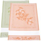 Filet - Set van 2 theedoeken van jacquard met inzetstuk van Aida-stof, 55 gaten om te borduren, ideaal voor het drogen van servies, gemaakt in Italië, design citroenen, kleur oranje en groen