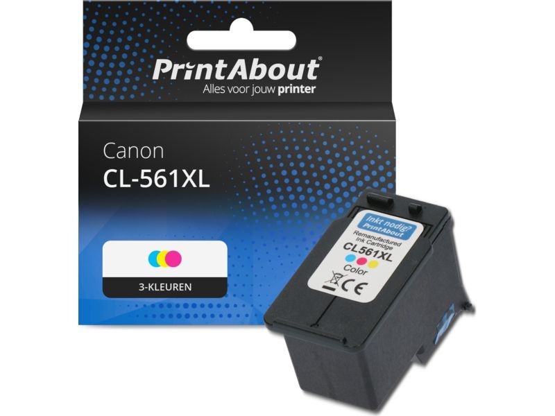 PrintAbout Inktcartridge CL-561XL (CL-561XL) 3-kleuren Hoge capaciteit geschikt voor Canon