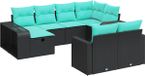 vidaXL 10-delige Loungeset met Kussens Poly Rattan Zwart