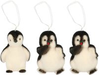 Decoris Kersthanger figuurtje pinguin - 4 stuks - 9 cm