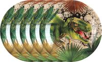 Santex Feest Wegwerpbordjes - Dinosaurus - 50 stuks - 23 cm - Bruin/Groen