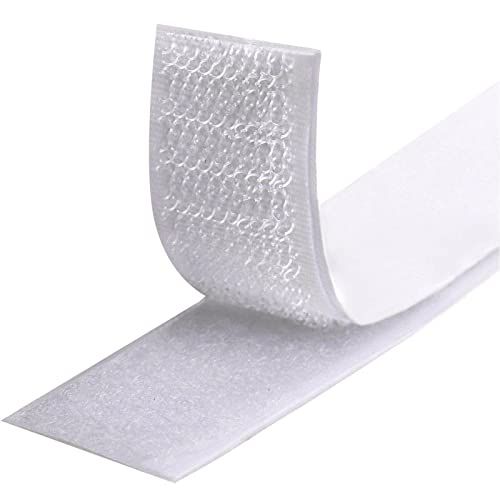 Fesoar Klittenband Zelfklevend Extra Sterk, Dubbelzijdig Klittenband Hook and Loop Tape (Wit, 20mm x 8m)