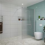 Fortifura Galeria inloopdouche - 110x200cm - ribbelglas - wandarm - mat wit