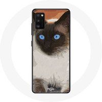Maniacase Etui voor Oppo A16 Siamees zwart-wit blauwe ogen