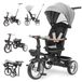 7-in-1 tricycle et poussette - HM-618 - Pliable - Barre de poussée réglable - Ceinture de sécurité - Roues rembourrées - Adapté aux 1-2 ans, 15 kg maximum - Gris