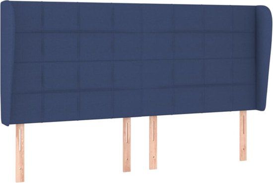 vidaXL Hoofdbord met randen stof blauw 163x23x118/128 cm