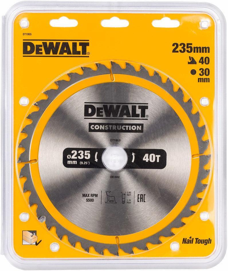 DeWALT Cirkelzaagblad voor Hout | Construction | Ø 235mm Asgat 30mm 40T - DT1955-QZ