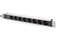 Digitus DN-95428 1U 8 AC-uitgang(en) Horizontaal Aluminium, Kunststof