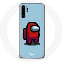 Maniacase Hoesje voor Huawei P30 Among Us videogame Blauwe achtergrond