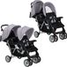 Poussette double acier gris et noir