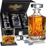 Whisiskey Whiskey Karaf Set - Klassiek - 0,7 L - Inclusief 4 Tumbler Glazen en 4 RVS Whiskey Stones
