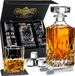 Whisiskey Carafe à whisky - Classique - 0,7 L - Inclus 4 verres tumbler et 4 pierres à whisky en acier inoxydable