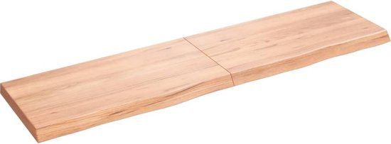 vidaXL Wandschap - 120x30x(2-4)cm - Massief Eikenhout - Lichtbruin