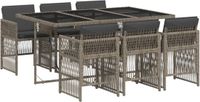 vidaXL 7-delige tuinset met kussens, lichtgrijs, polyrotan