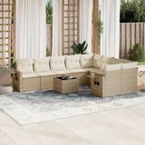 Maison Exclusive - Ensemble de meubles de jardin 10 pièces avec canapé et coussins, beige, en polyrotin