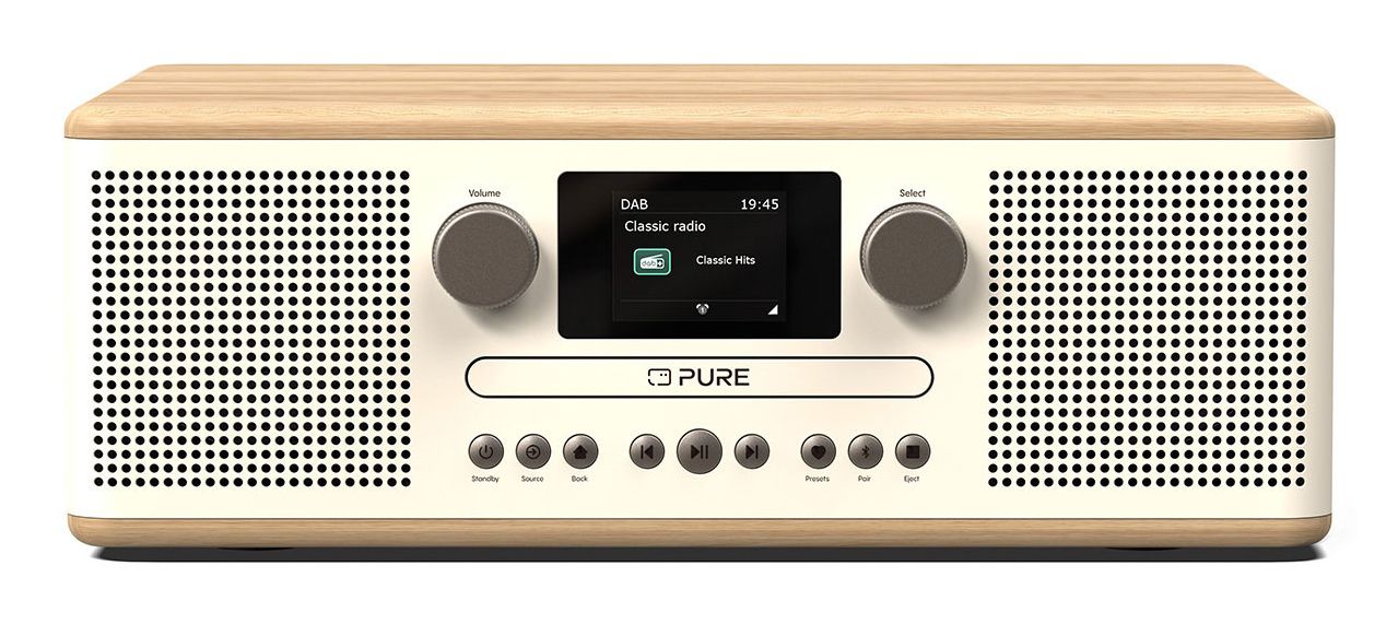 Pure Classic C-D6 stereo digitale DAB+ en FM radio met CD en Bluetooth, Wit Eiken