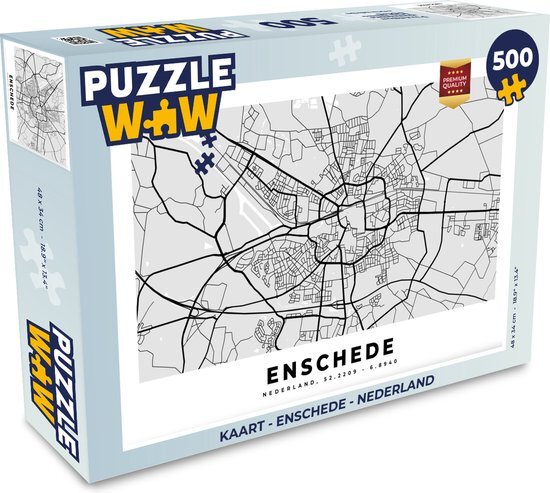 MuchoWow Puzzel Kaart - Enschede - Nederland - Legpuzzel - Puzzel 500 stukjes