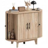 Homcom Dressoir - MDF, Staal - 90 x 40 x 76 cm - Eikenhout