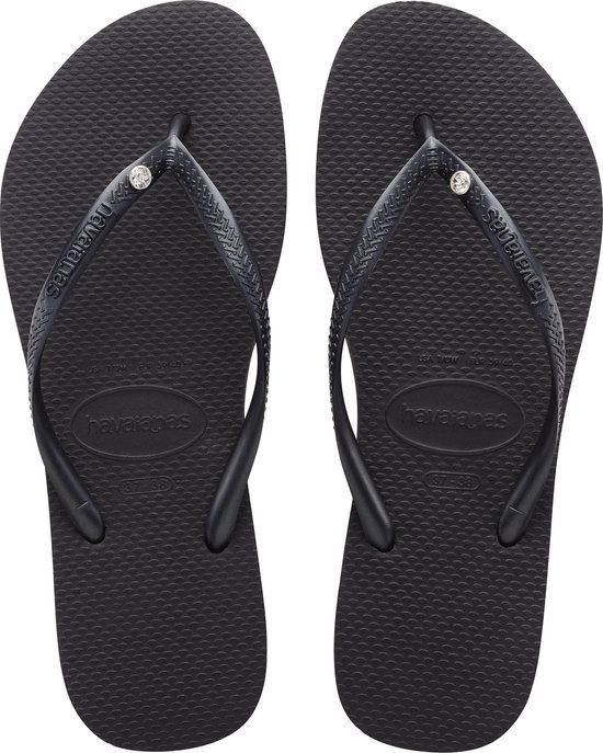 Havaianas Slim Crystal SW II Dames Slippers - Black - Maat 35/36