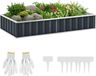 Plantenbak - Rechthoekige plantenbak - Staal - 174x90x30 cm - Geschikt voor terras, balkon, buiten - Inclusief handschoenen - Grijs