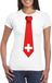 Bellatio Decorations Wit t-shirt met Zwitserse vlag stropdas dames - Zwitserland supporter XS