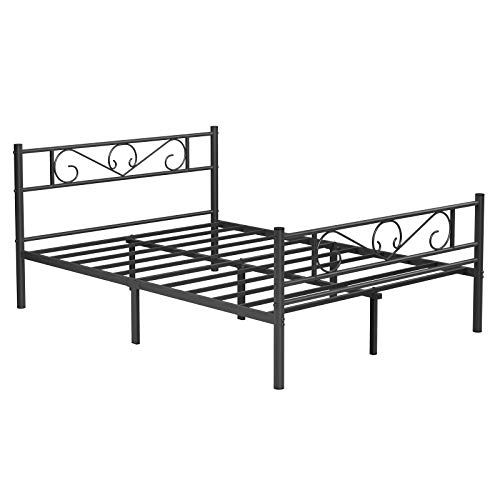Vasagle tweepersoonsbedframe metalen bedframe, geschikt voor matras 140 x 190 cm, zwart RMB063B01
