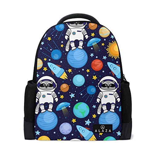 My Daily Mijn dagelijkse wasbeer Astronaut Kleurrijke Space Planet Rugzak 14 Inch Laptop Daypack Bookbag voor Travel College School