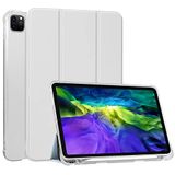 HUEZOE Hoes compatibel met iPad Pro 11 inch, model 2021/2020/2018, zachte TPU transparante achterkant klapstandaard beschermhoes met penhouder, auto slapen/waken, grijs