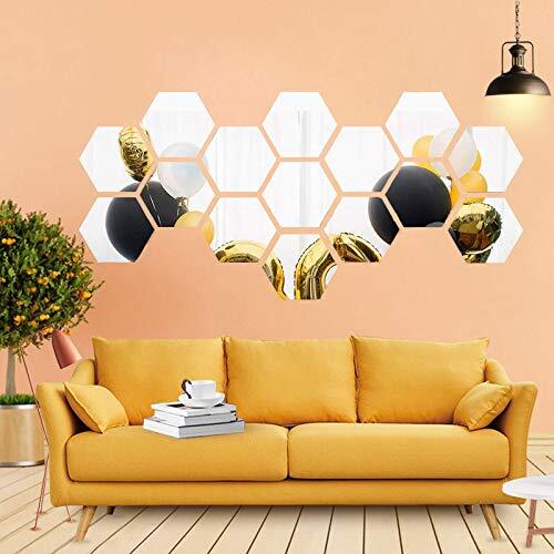 Beser Lee Zeshoek spiegel muur stickers - 12 STKS grote maat, acryl kunst DIY huis decoratieve zeshoekige spiegel vel plastic spiegel tegels voor thuis woonkamer slaapkamer bank tv achtergrond muursticker Deco