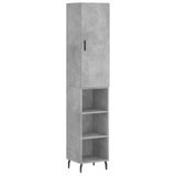 vidaXL Hoge kast, betonkleur, 34,5 x 34 x 180 cm, houtvezelplaat